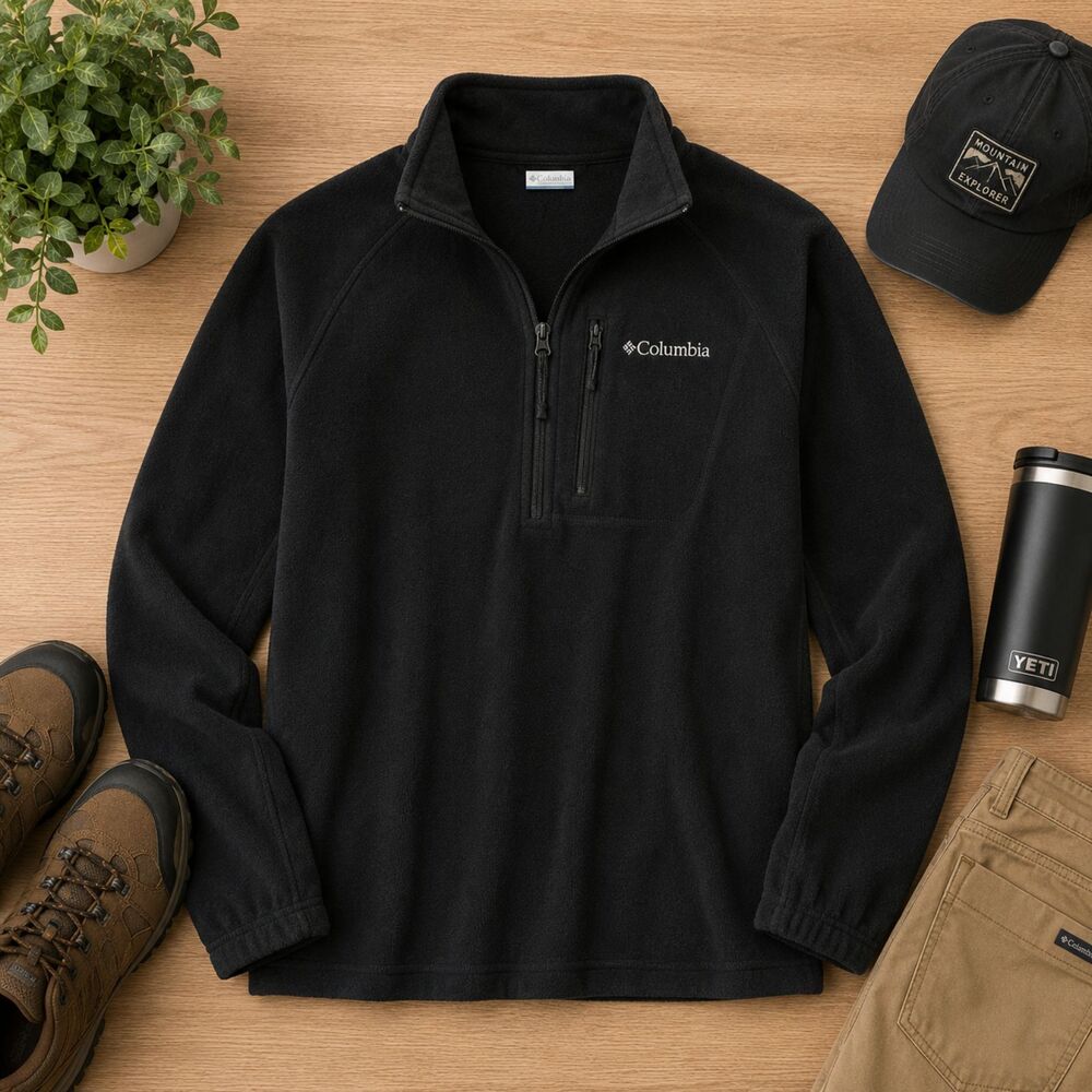Columbia Men’s Long Sleeve Black Half Zip Fleece Pullover Size XL (A-2)